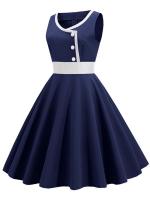 Vestido de fiesta estilo años 50 y 60 con estampado de mujer y vuelo amplio - details 2