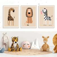 Arte de Lienzo de Animales del Safari JUBEER Póster de Lión, Jirafa, Zebra para Habitación de Niños - details 0