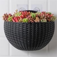 Maceta de plástico colgante para balcón grande, maceta de ratán para flores suculentas, color blanco - details 5