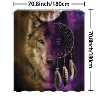 Cortina de Ducha Impermeable con Estampado de Lobo Alfombra de Piso Suave Antideslizante - details 0