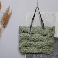 Bolso de playa de verano para mujer bolso de ratán tejido hecho a mano paja de gran capacidad bolso de hombro de cuero para mujer nuevo bohemio - details 24