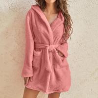 Bata de baño esponjosa con capucha para mujer, albornoz de invierno, ropa de casa para mujer - details 5