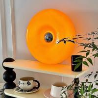 Lámpara creativa de Donut para decoración del hogar, candelabro de pared moderno, color naranja, para dormitorio y sala de estar - details 0