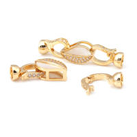 2 juegos de conectores de latón y circonita y concha de Color dorado de 18K para collares, cierres de pulsera, suministros para fabricación de joyas, accesorios Diy - details 5