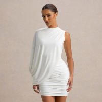 Vestido ajustado asimétrico de manga única de alta gama para mujer - details 9