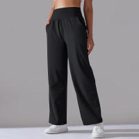 Pantalones de oficina sueltos de cintura alta informales de pierna ancha para mujer, pantalones de baile - details 16