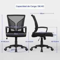 Silla de Oficina Inclinable Diseño de Mariposa Soporte Lumbar Máxima Carga 136kg Gris Claro - details 11