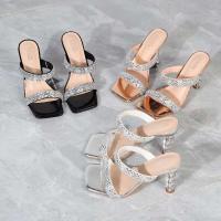 Y Sandalias Tacones altos de cristal Hilo Diamante Moda al aire libre Tamaño único Zapatos de mujer - details 0