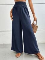 Pantalones de pierna ancha de tiro medio lisos a la moda para mujer, pantalones sueltos de verano para mujer, nuevos en pantalones cómodos - details 1