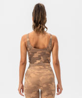 SHINBENE Sujetador Deportivo Largo de Cuello V para Mujer con Estampado de Camuflaje y Junto Incorporado para Yoga Fitness Workout Tamaño XS-XL - details 24