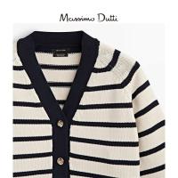 Massimo Duti Ropa de Mujer, Nueva Colección 2025 Top de Punto a Rayas Mezcladas con Cuello en V, Cárdigan Abrigo - details 3