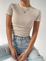 Camisa de manga corta tejida, Tops, Camisas, Ropa de mujer, Y2K, Regalos para mujeres - details 2