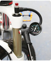 Bomba de alta presión para bicicleta de montaña, amortiguador de suspensión trasera con manómetro y botón de purga, CNC, 300psi - details 14