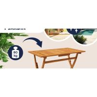Mesa de Jardín Casaria de Madera Acacia con Estructura en forma de X y Capacidad de hasta 80 kg