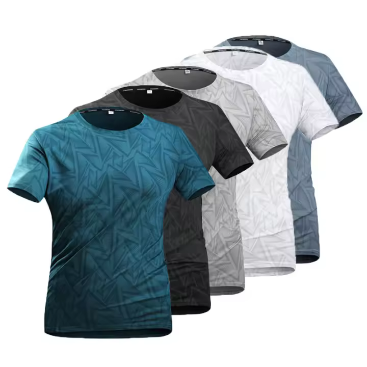 Pack 5 Camisetas de hombre deporte de verano manga corta rápido seco alto elástico ligero transpirable fitness running baloncesto camiseta - 1