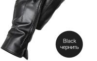Guantes de piel de oveja para mujer, manoplas cortas de terciopelo fino para pantalla táctil, de cuero, de buena calidad, para invierno, 2226 - details 195