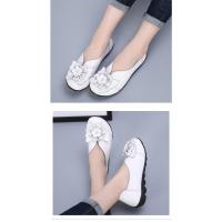 Las mujeres de cuero suave mocasines planos uno estribo flor mamá trabajo caminar zapatos de conducción - details 10