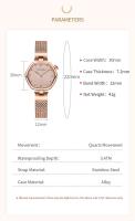 Relojes de lujo premium Hannah Martin de la mejor marca para mujer, malla de acero inoxidable con reloj de oro rosa blanco, relojes originales con movimiento de cuarzo japonés - details 6