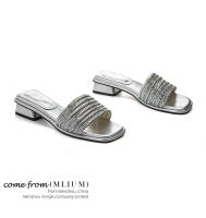 Zapatillas de tacón grueso con diamantes de imitación nuevas medias zapatillas ropa exterior de mujer con falda casual moda versátil sandalias - details 9