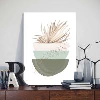 Póster de Planta Verde de Sage con Marco Abstracto Acuarela Hojas Canvas Pintura Decoración de Pared de Sala de Estar Marca DHROOM Material Canvas - details 2