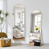Cuerpo Entero Curvado, Espejos Grandes de Pared con Marco de Aluminio 161 x 52 cm, Espejo de Pie Inclinado o Colgante para Salón, Dormitorio, Entrada, Negro - details 31