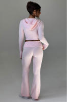 Conjunto de dos piezas de moda para mujer, Top con capucha, pantalones informales, ajustados, primavera - details 6