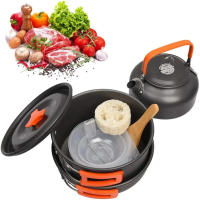 Juego de Olla de Camping de Aluminio Portátil No Pegajosa para Exteriores Funda de Olla para Senderismo Barbacoa Picnic - details 0