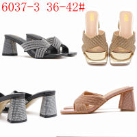 Tacones de aguja de moda para exteriores, versátiles y cómodos, tacones gruesos de color sólido con pedrería. - details 20