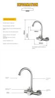 Grifo de Cocina de Acero Inoxidable Montado en la Pared, Doble Agujero, Grifo Rotativo para Balcón - details 9