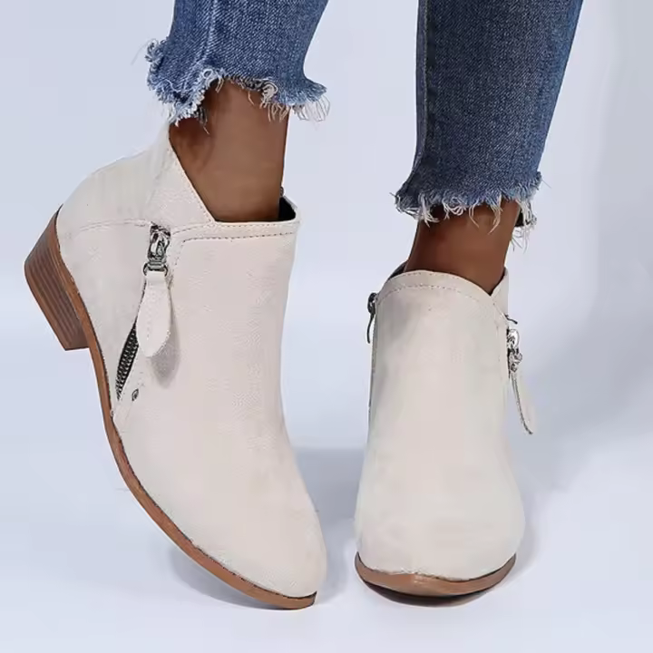 Mujer – Botines con tacón cuadrado – Botines con Cremallera – Tacón Medio – Estilo Casual – Cómodos – Moda - 1