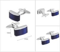Gemelos de ópalo azul para hombre NVT, camisas francesas de alta calidad, piedras de ojo de gato, joyería de regalo de boda - details 1