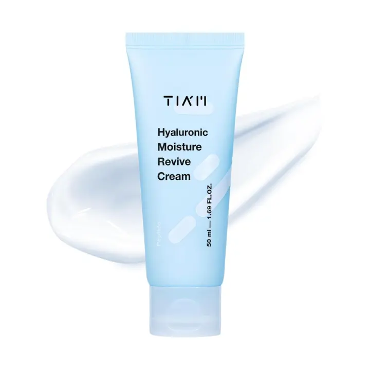 TIA'M TIAM Crema hidratante hialurónica, 1,69 fl oz, hidratante facial con péptidos y ceramidas, hidratación reafirmante de larga duración, - 1