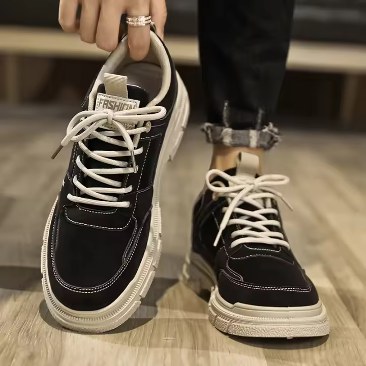 Zapatillas Casuales para Hombres en Otoño Versátiles, Transpirables, Suela Gruesa, Corte Bajo, Cuero Martin Boots - 1