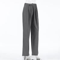 Pantalones de vestir cálidos de cintura alta, sueltos y de pierna recta para mujer, otoño invierno, nuevos. - details 2