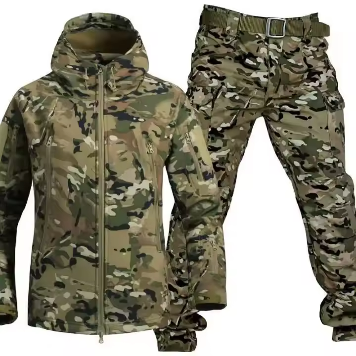 Conjunto de chaqueta táctica impermeable para hombre, chaqueta de caza, senderismo, exterior, Concha suave, invierno, 2 piezas - 1