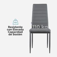 Sillas de Comedor de 4 Piezas Elegantes Resalto Alto, Asiento Ergonómico, Diseño con Costuras Decorativas Material de Piel Sintética, Estructura de Acero - details 5