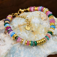 Pulsera de cuentas de piedras preciosas mezcladas de colores de piedra Natural, joyería hecha a mano para vacaciones de verano dulce y bonita para mujer bohemia - details 0