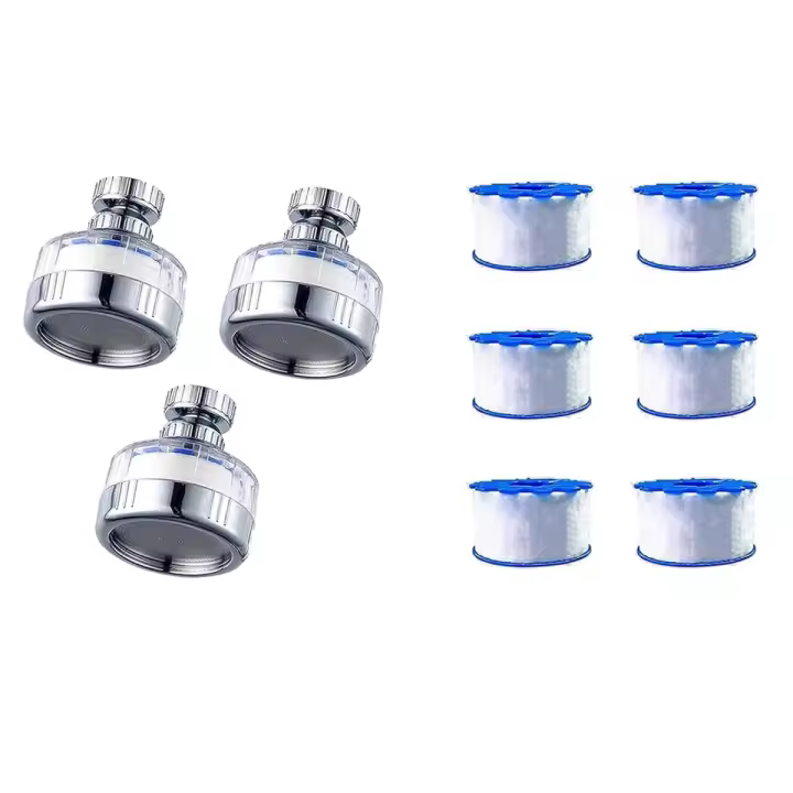 Filtro de agua para fregadero, filtro de grifo giratorio de 360 °, purificador de grifo de cocina, filtración para baños, paquete de 3 - 1