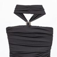 Vestido largo de verano sin mangas y sin espalda con cuello halter - details 8