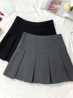 Falda plisada gris Vintage para mujer, minifaldas Kawaii de cintura alta, uniforme escolar de moda coreana, ropa de calle Haruku para primavera - details 1