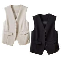 Chaqueta, ropa de abrigo para mujer, blusas elegantes, novedad de primavera, chaleco sin mangas de color sólido vintage, abrigo, chaqueta corta Tre - details 17