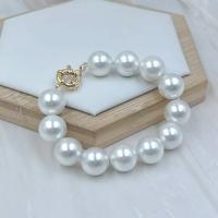 Pulsera elástica de 14mm para mujer, cuentas de perlas de concha Natural, redondas, grandes y exageradas, joyería de 7-9 pulgadas - details 4