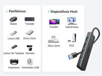 UGREEN Hub USB 3.0 con adaptador de 4 puertos Thief multipuerto 5 Gbps de alta velocidad Compatible con MacBook Pro Air iMac Surface XPS PC portátil Disco duro teclado ratón PS5 - details 5