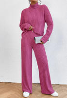 Traje de punto de manga larga con cuello alto para mujer, suéter informal, pantalones sueltos, traje de dos piezas, Otoño e Invierno - details 15