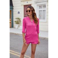 BUNO-2025 Conjunto de camiseta holgada sin mangas con cuello en V y pantalón corto con bolsillos, traje informal cómodo de Color puro para primavera y verano - details 27