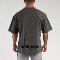 Hombres de moda de verano Casual pollo corazón cuello gran tamaño flojo Hip Hop algodón gimnasio de musculación camiseta de talla grande - details 10