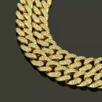 Collar de cadena para perro con diamantes de imitación, Collar de Metal de oro fuerte con eslabones cubanos, Collar de lujo con diamantes para cachorro y gato, accesorios de joyería para perro - details 11