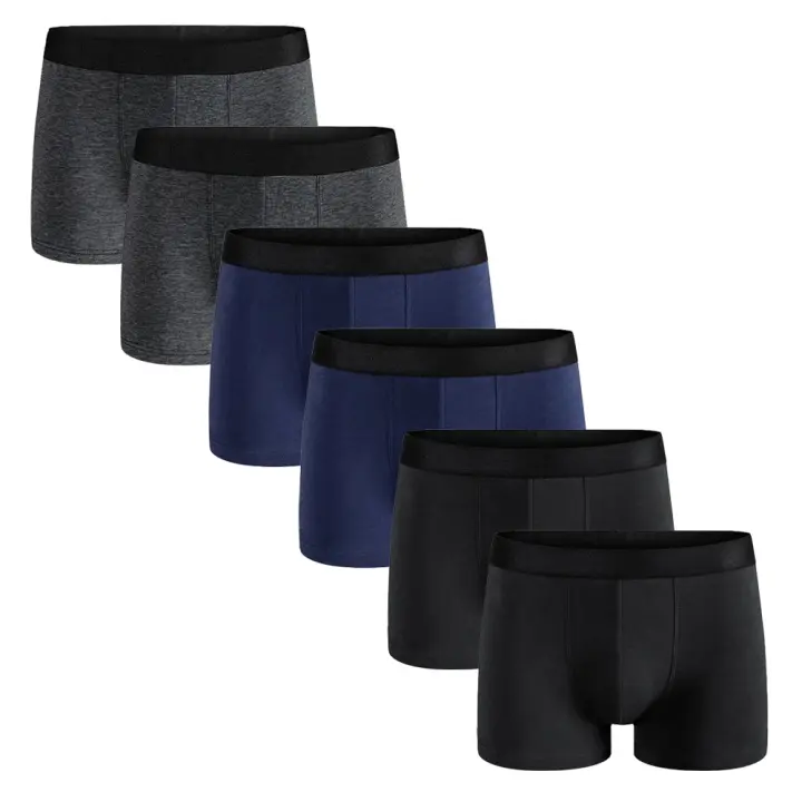 Bóxer de algodón con cintura elástica para hombre, calzoncillos ajustados para uso diario, suaves y transpirables, 100%, 6 piezas - 1