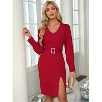 Falda larga para mujer, vestido elástico de color liso, nuevo en vestidos formales - details 10