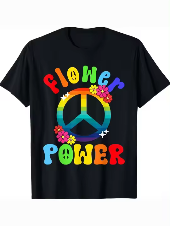 Camiseta Hippie de la Era de los 60-70 Cuello Redondo Manga Corta Material de Algodón Suave y Cómodo Regalo Perfecto para Papá - 1
